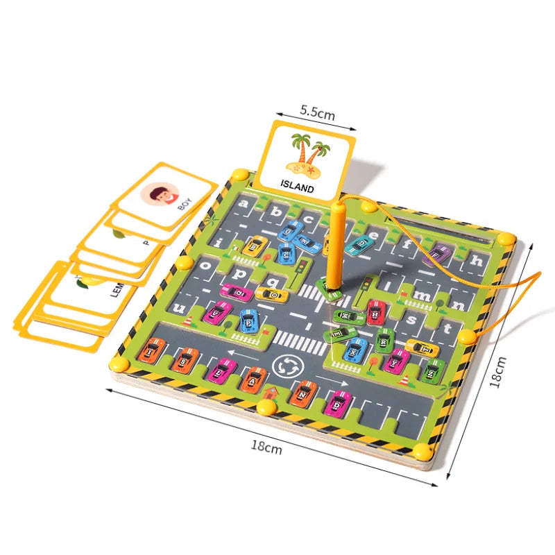 Magnetic Car Alphabet Maze Montessori Toys ABC Conginition Early Education Toys Preschool Word Learning Fine Motor Toys for Kids