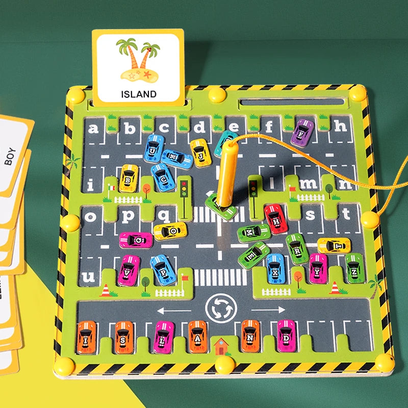 Magnetic Car Alphabet Maze Montessori Toys ABC Conginition Early Education Toys Preschool Word Learning Fine Motor Toys for Kids