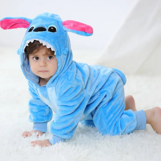 Newborn Baby Romper Infant Long Sleeve Clothes Kigurumi Cute Stitch Animal Cartoon Jumpsuit Girls Boys Pajamas Costume Halloween