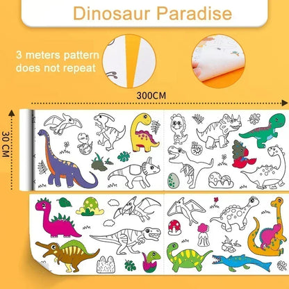 Children's Graffiti Scrolls Extra Long Colored Drawing Paper Kindergarten Baby Colored Scrolls Self Adhesive Not Damaging