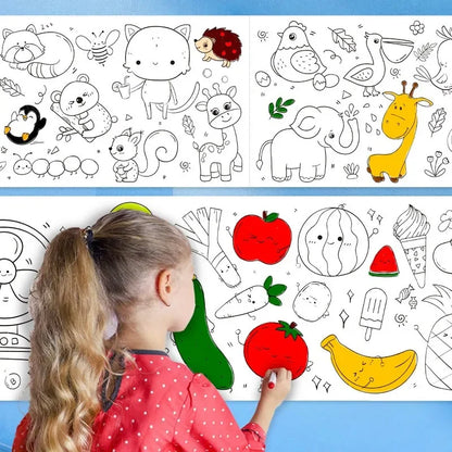 Children's Graffiti Scrolls Extra Long Colored Drawing Paper Kindergarten Baby Colored Scrolls Self Adhesive Not Damaging