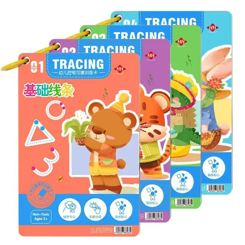 Magical Montessori Tracing Workbook Reusable Pen Control and Tracing Book for Kids Calligraphy and Drawing Educational Toys
