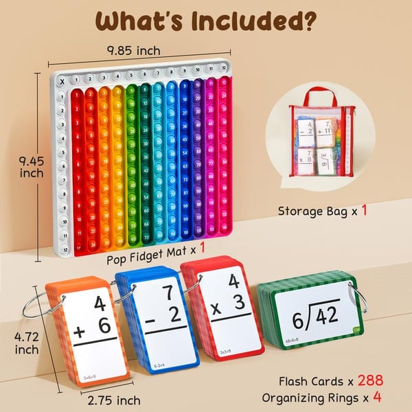 Math Fidget Toy, Math Game with Addition,Subtraction,Multiplication,Division Flash Cards or Time Table(Using age: 3+)
